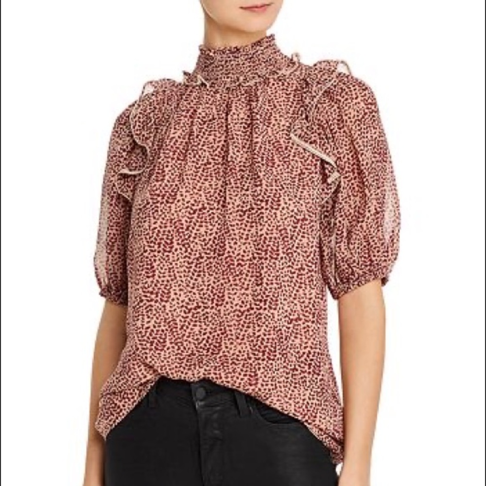 BNWT Joie Rylan Cheetah Silk Top Ginger XXS